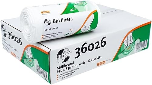 Sacs poubelle de 80 l, blancs, 630 x 850 mm, pour paniers de collection, très résistants à la déchirure