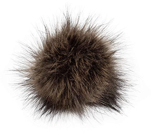 Fell Pompon mit Druckknopf (keinTierfell) - Natural Racoon - Durchmesser 10cm - für individuelle Designs!