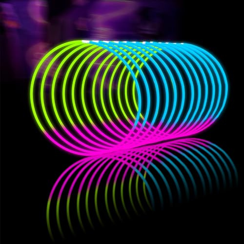 Glow Sticks Bulk 100ct 22inches Glow Necklaces with Connectors for Party Festivals Raves Birthday Wedding, Tricolor