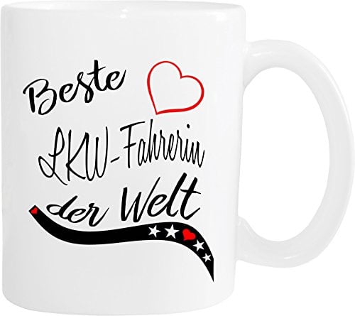 Mister Merchandise Becher Tasse Beste LKW-Fahrerin der Welt. Kaffee Kaffeetasse liebevoll Bedruckt Beruf Job Arbeit Weiß