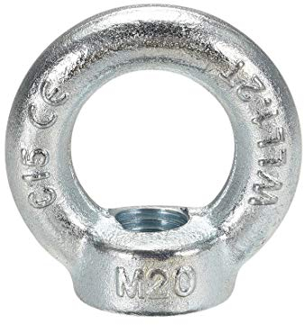 sourcing map Ringmutter M20 Innengewinde C15 Kohlenstoffstahl runde Form für Seilbefestigung