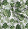 Soimoi Grun Baumwolle Batist Stoff Monstera Blatt & Blumen- Stoff drucken Meter 42 Zoll breit