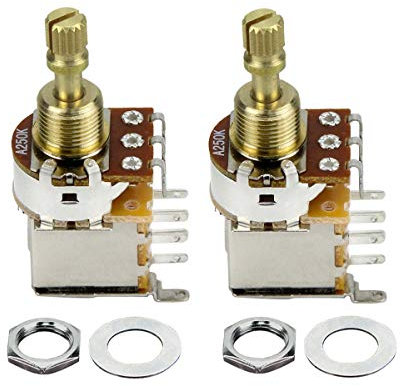 FLEOR Guitar Push Push Potentiometer A250K Töpfe Audio Taper Copper Short Split Shaft für E-Gitarren Bass Part, 2er Pack