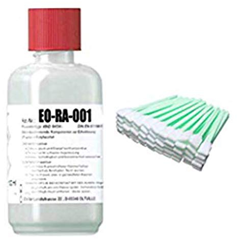 Emil Otto 500 ml Elektronik-Reiniger/Flux-Remover EO-RA-001 zur Entfernung von Flussmittelrückständen auf Leiterplatten + 25 x EO-SWAB-Stick (M) zur idealen Applikation