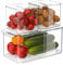 iPEGTOP Fridge Food Storage Containers Set, Stackable Fresh Fruit Vegetables Freezer Organizer Bin with Vented Lids for Refrigerator, Pantry and Kitchen Cabinets, BPA Free, Clear, Set of 3