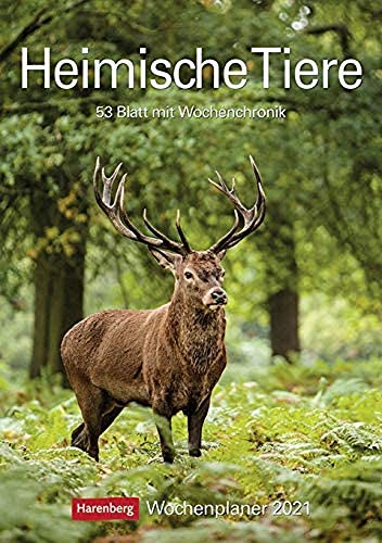 Heimische Tiere - Kalender 2021 - Harenberg-Verlag - Wochenkalendarium - 53 Blatt mit wundervollen Aufnahmen und Zitaten - Wandkalender mit Platz zum Eintragen - 24,8 cm x 36 cm - Küchenkalender