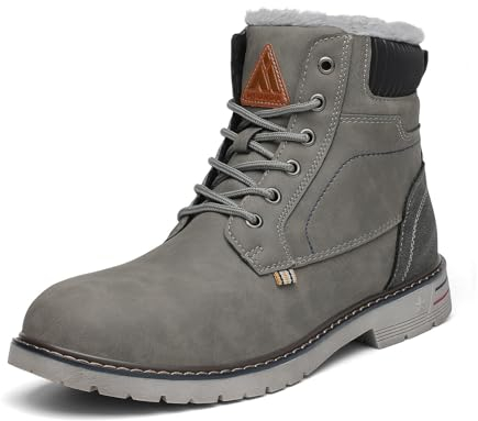 Mishansha Herren Winterstiefel Warme Gefüttert Winterschuhe rutschfest Klassische Winter Boots Outdoor Schneestiefel Grau Gr.43