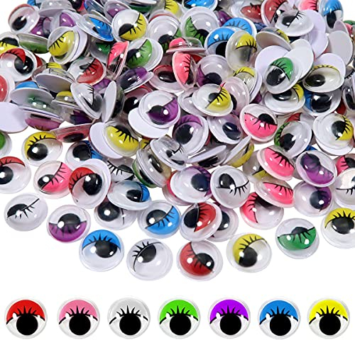 TOAOB 210 Piezas Ojos Móviles Autoadhesivo 10mm Ojos de Seguridad de Plástico de Color con Pestañas para Manualidades de Scrapbooking Artesanía Accesorios