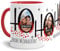 Tassendruck Weihnachts-Tasse HO HO HO zum SELBSTGESTALTEN mit Foto-Collage für 3 WUNSCHFOTOS - Persönliches Geschenk für Freunde und Familie - Innen & Henkel Rot