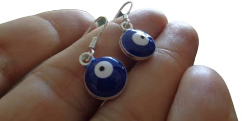 ๑۞๑,¸¸,ø¤º°`°๑ DUNKELBLAUES EVIL EYE - MAGISCHES AUGE - MAGIC EYE ๑,¸¸,ø¤º°`°๑۞๑ tolle Emaille Ohrringe in blau Magic, Magisches Auge, 925 Silber Haken, echt Silber Haken, gestempelt