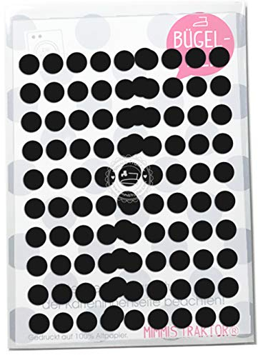 Bügelbild 100 Punkte Konfetti 11 mm dots Flockfolie Aufbügler Applikationen Bügelsticker für Stoffe Textilien Kinder zum Aufbügeln Flicken, Farbe:schwarz