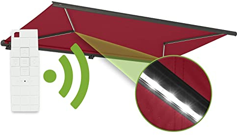 empasa Elektrische Vollkassettenmarkise 'Profi' mit LED Beleuchtung Kassettenmarkise Gelenkarmmarkise Markise Sonnenmarkise Sonnenschutz mit Fernbedienung, komplett vormontiert