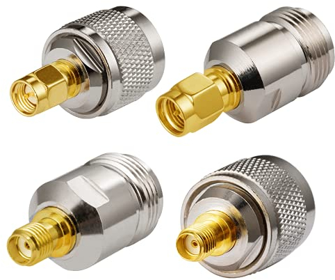 Vecys SMA-Adapter N-Type Adapter SMA zu N-Type Adapter 4 Kit für Wi-Fi-Antennenkabel WLAN-WLAN-Router (4 Stück)