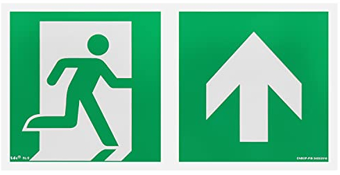 notlok Safety Work - Cartello Uscita Emergenza [30 x 15] | PVC fotoluminescente + adesivo | Cartelli Segnaletici di Sicurezza, Segnaletica Sicurezza Sul Lavoro UNI EN ISO 7010 | Freccia verso l'alto