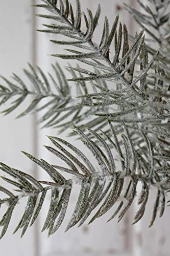 artplants.de Kunst Strauch Zypresse Zoltan, Steckstab, Glitzer, gefroren, grün, 40cm - Kunstzweig Zypresse