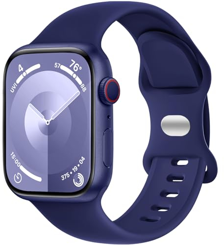 Charlam Compatible with Apple Watch Strap 38mm 40mm 41mm 42mm for Women Men, Sport Band Soft Silicone Replacement Straps Compatible with iWatch SE Series 10 9 8 7 6 5 4 3 2 1, Blue