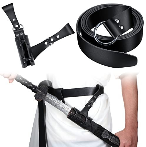 Mittelalter Leder Schwert Frosch mit Gürtel, Schwerthalter Rapier Scheide Ritter Ledergürtel für Männer Frauen Assassinenkrieger Halloween Kostüm Cosplay Zubehör, Schwarz