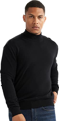 alsestudio Men`s Mock Neck Jumper 100% Cotton Premium Quality Soft Touch Long Sleeve Pullover Essential Style Knitted Roll Neck Sweaters for Men