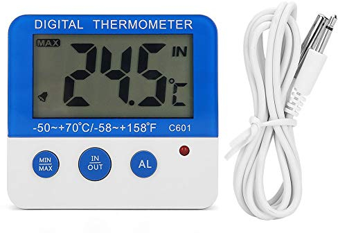 Alarma de Congelador, Termómetro de Congelador para Interiores Y Exteriores Pantalla LCD con Alarma de Temperatura para Refrigerador para Congelador para Granja de Ganado para Pecera