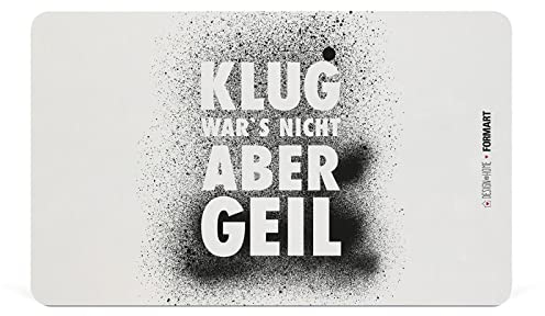 ReWu Frühstücksbrett Schneidebrett Klug Wars Nicht Aber GEIL Weiß/Schwarz Schriftzug Küchenzubehör Brett Brettchen Geschenkidee 23,3 x 14,3 cm