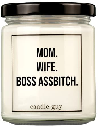 candle guy Duftkerze | Mom. Wife. Boss Ass Bitch. | Handgemacht aus 100% Sojawachs | 70 Stunden Brenndauer