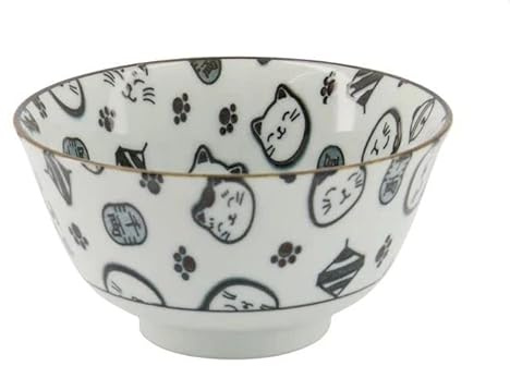 Tokio Japan Design Katzen Schalen Kawaii Cat Tayo Schüssel Black Green Blue & Pink | Nippon Porzellan Ramen Reis Nudel Suppen Dessert Bowl | süße Katzenschälchen (Lucky Cat 12x7cm 300ml little Black)