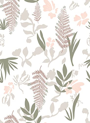 myforHD Papel Pintado Autoadhesivo Flores Hojas Mural Acuarela Fotomurales Papel de Pared Papel Adhesivo para Muebles Removible Impermeable Vinilo PVC Pegatina
