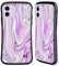 Head Case Designs Offizielle Suzan Lind Violett Weiß Grau Wirbel Aus Marmor Hybride Handyhülle Hülle Huelle kompatibel mit Apple iPhone 11