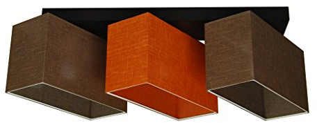 alfalux Deckenlampe 3 Flammig Deckenleuchte LED Geeignet Holz Wohnzimmer Schlafzimmer JLS31BRORD ORANGE/BRAUN