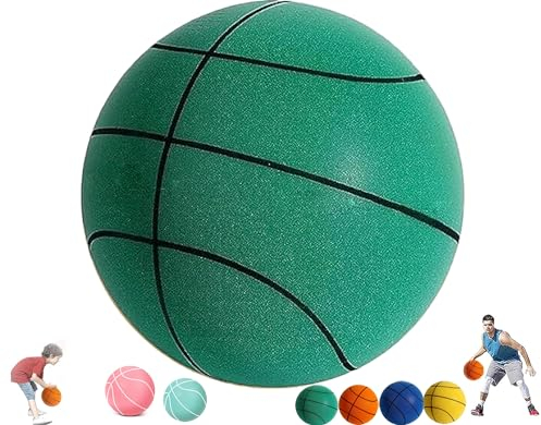 IVMqclicc Hush Handle Basketball Silent Basketball Dribbling Indoor Quiet Basketball Indoor,Foam Basketball, Easy to Grip Silent Ball High Resilience, Safe/Soft/High Elasticity (No.7/9.4 inch, Green)