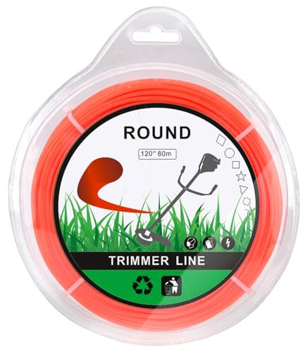 Savior String Trimmer Line 3.0mm x 80m Universal Strimmer Wire 3mm Strimmer Line Round Nylon Grass Strimmer Cord Heavy Duty for Park Garden Field Lawn, 3.0mm (0.120) x 80m Round