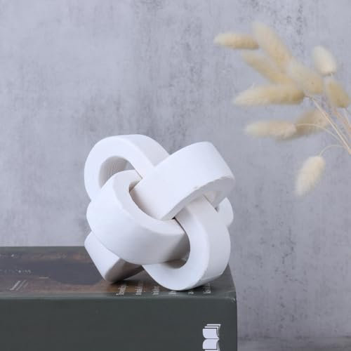 URMAGIC Wood Knot Decor,3-Link White Wood Chain Link Decor,10cm Wooden Links Knots,Boho Wooden Knot Decorative Object,Coffee Table Decor,Hand Carved Wood Crafts,Decorative Chain Wood Decor(D),(ZH UK)