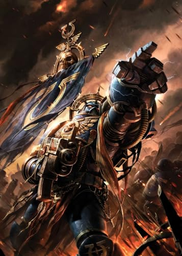 Displate Offiziell Warhammer MetallPoster Magnetische Befestigung Inklusive Lizenziert Bilder Hochwertiges Poster Warhammer 40,000 Art Space Marine Captain Poster 45 cm x 32 cm