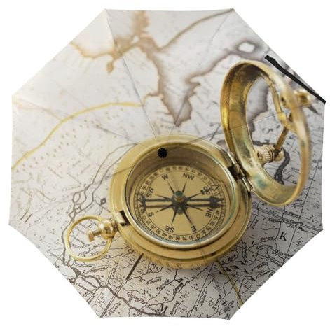 YBQLNP Automatischer Regenschirm Goldene Uhr Taschenschirm Winddicht Sturmfest Für Herren Damen Teenager