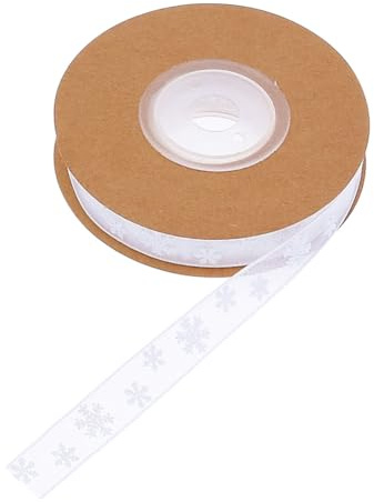 GreatRise Weihnachtsband Schneeflocke Organzaband Weihnachten Dekoband Schmal Schneeflocken Chiffonband Geschenkband Schleifenband für Handwerk, Geschenk, Weihnachten Dekoration 1cm-Weiß-10 Meter