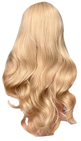 Youdefa Lange Wasserwellen-Perücke, Damen-Perücke mit, Bunt, Cosplay, Seidige Perücke für Frauen, Tägliche, Synthetisches Haar, Hitzebeständig – B