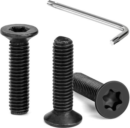 Tunejoy Vis à Tête Fraisée Torx M6 x 25 mm Noir Vis à Six Pans Creux en Acier Inoxydable A2 V2A à Tête Fraisée Métaux avec Clé T30 Filetage Complet 30 Pièces