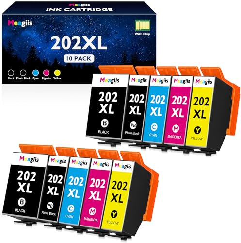 Meagiis 202XL Druckerpatronen Multipack Kompatibel für Epson 202 202XL Patronen für Expression Premium XP-6000 XP-6005 XP-6100 XP-6105 XP6000 XP6005 XP6100 XP6105 (10er-Pack)