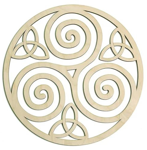 Wandkunst aus Holz, Triskele Knoten – keltische Kunst, irische Symbole, Wanddekoration, dreifach keltisch | 38,9 cm (11 Zoll) Holzschleife mit Dreifach-Propeller zur Dekoration des