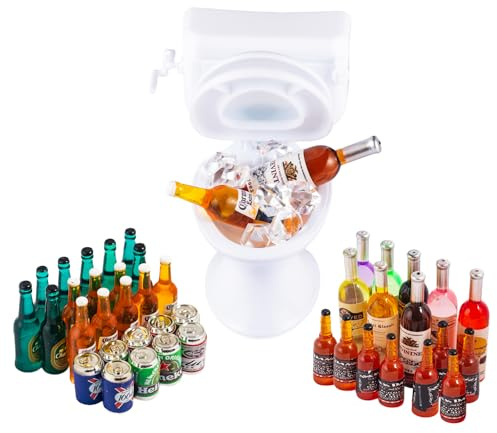SAMCAMI 21st Birthday Cake Toppers, Mini Alcohol Bottles and Mini Toilet | 21st Birthday Cake Decorations, Miniature Things, Miniature Dollhouse Accessories