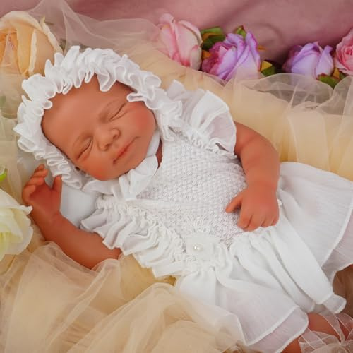 YaLuoQian 50 cm Vollsilikon Lebensechte Babypuppen Mädchen Schlafposition | Reborn Baby Puppen GanzköRper Platinsilikon Nicht Vinyl,Realistische Neugeborene Puppen,für Kinder ab 3 Jahren und Sammler