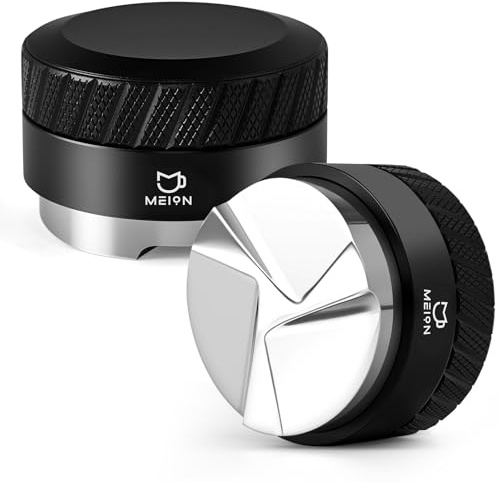 MEION 58.5 mm Kaffeeverteiler | Schwerkraftadaptiv für 58mm Siebträger | Mit rutschfestem Griff & 304 Edelstahlbasis (das Schwarz, 58.5mm)