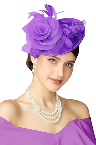 BABEYOND Damen Federn Fascinator Hut Mesh-Blumen Haarclip | ascot, federn, mesh-blumen, pillbox-design, ideal für hochzeiten, rennen & partys