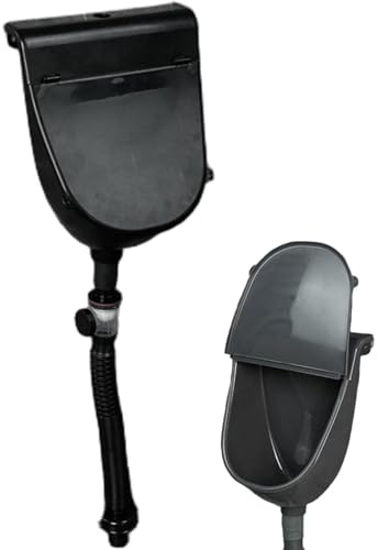 Urinale für Männer, wasserloses Urinal, an der Wand montierte, spritzwassergeschützte Kunststoff-Urinale für Männer mit Deckel und Rohr für Badezimmer, Toilette, Haus, Garten, Wohnmobil, grau, Kunsts