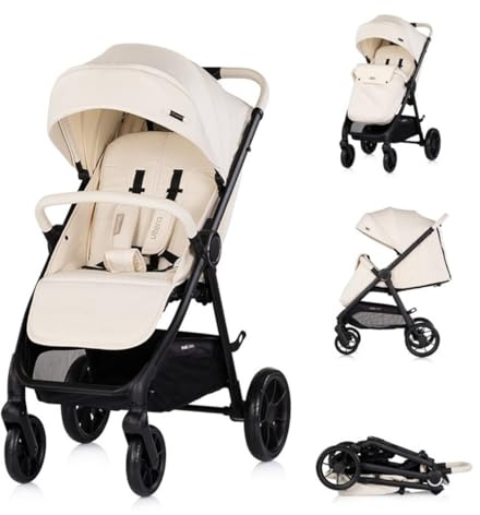 Chipolino Kinderwagen Ultera Buggy klappbar Korb Federung Hinterradbremse Gurt creme