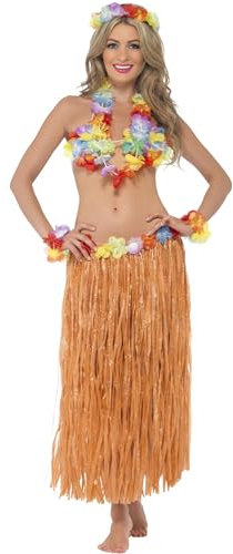 Smiffys Hula-Schätzen Sofort-Kit, mit Rock, Kopfschmuck, Handgelenk-Manschette, Blumenkette und BH Halloween
