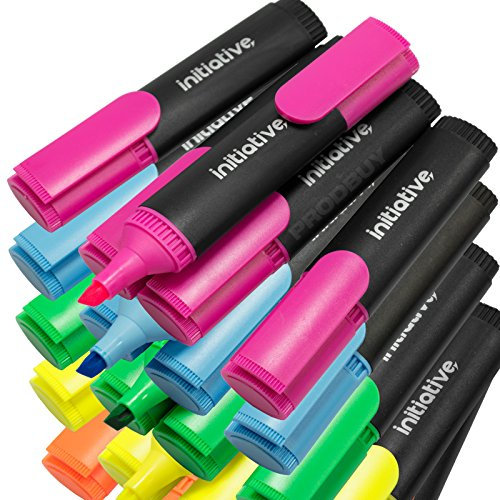 ProdBuy [Pack of 50] Assorted Colour Fluorescent Wedge Tip Highlighter Pens