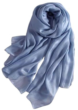 Lina & Lily Damen Langer Schal Stola Federleicht mit Glanz-Schimmer (Azurblau)