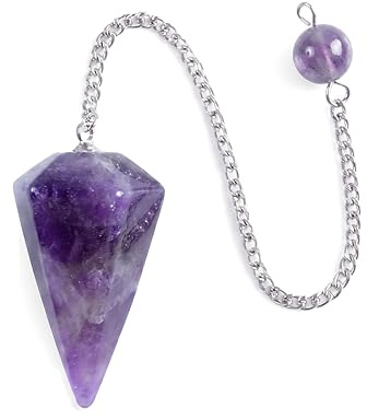 Amethyst Pendel mit Haltekugel Edelstein facettiert geschliffen | Geschliffen & facettiert | Inkl. Kette mit Haltekugel | Ideal zum Pendeln