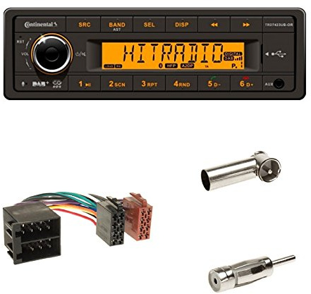 Continental 24V DAB+ Radio RDS USB MP3 WMA Bluetooth Tunerinkl. DAB Scheibenantenne + ISO Radio Verlängerung/Adapter + Antennenadapter